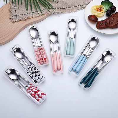 Carino Set di Posate Bacchette Cucchiaio Forchetta Fragola Con Custodia Portatile da Viaggio Acciaio Inossidabile Stoviglie Utensili da Cucina