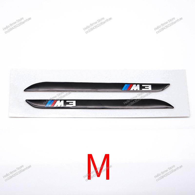 2Pcs Premium Fender Side Badge Emblem for BMW M Power X1 X2 X3 X4 X5 X6 Glossy Black Sticker Logo 6.8cm 8.4cm Car Styling Decor