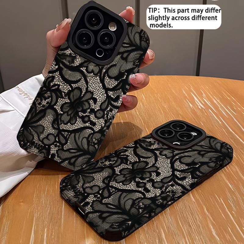 Blumen-Spitzenmuster Handyhülle geeignet für iPhone 17 16 15 14 13 12 11 Pro/Max/Plus sturzsicher und stoßfest Rückseite