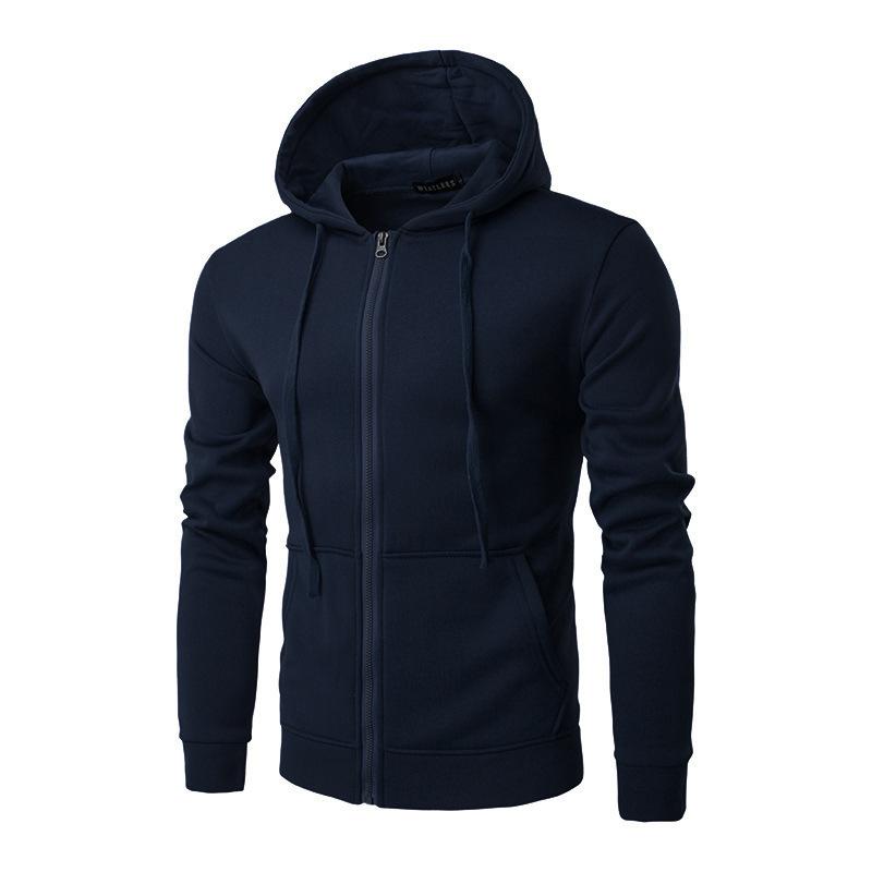 Cardigan Sweater Solid Color Hoodie Fleece Top Autumn and Winter Men's and Women's Loose Sports Zipper Shirt