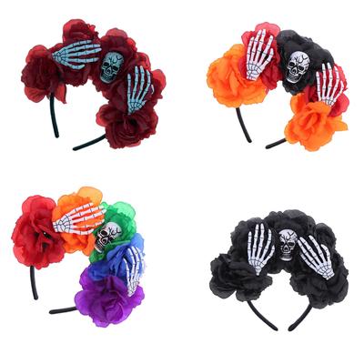 Gothic Skull Headband Halloween Headband Goth Flower Crowns For Women Day Of the Dead Headband Skeleton Hand Headband