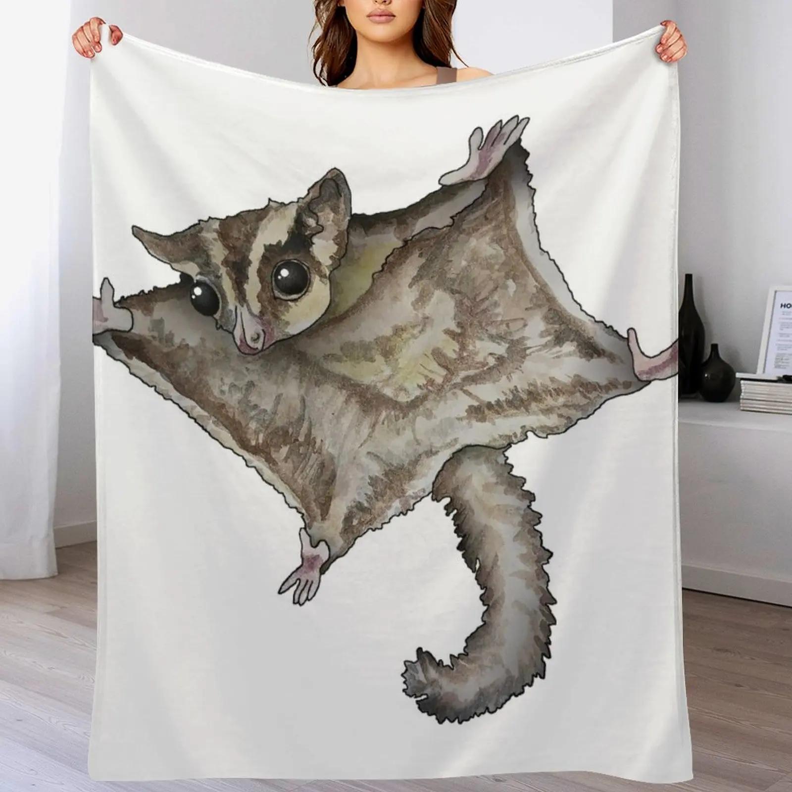 

Flying Sugar Glider Throw Blanket Travel Size Cozy Blanket for Plane Train 102x76cm(40x30in)