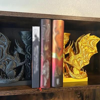 Lekfulla Drakbokstöd Drakbokstöd 3D-Printat Djur Drake Bokstopp Ett Måste För Fantasyälskare Bokhylla Dekoration