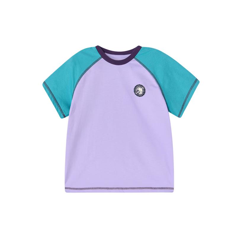 Deesha Girls' 2026 Summer Contrast Raglan Short Sleeve T-shirt