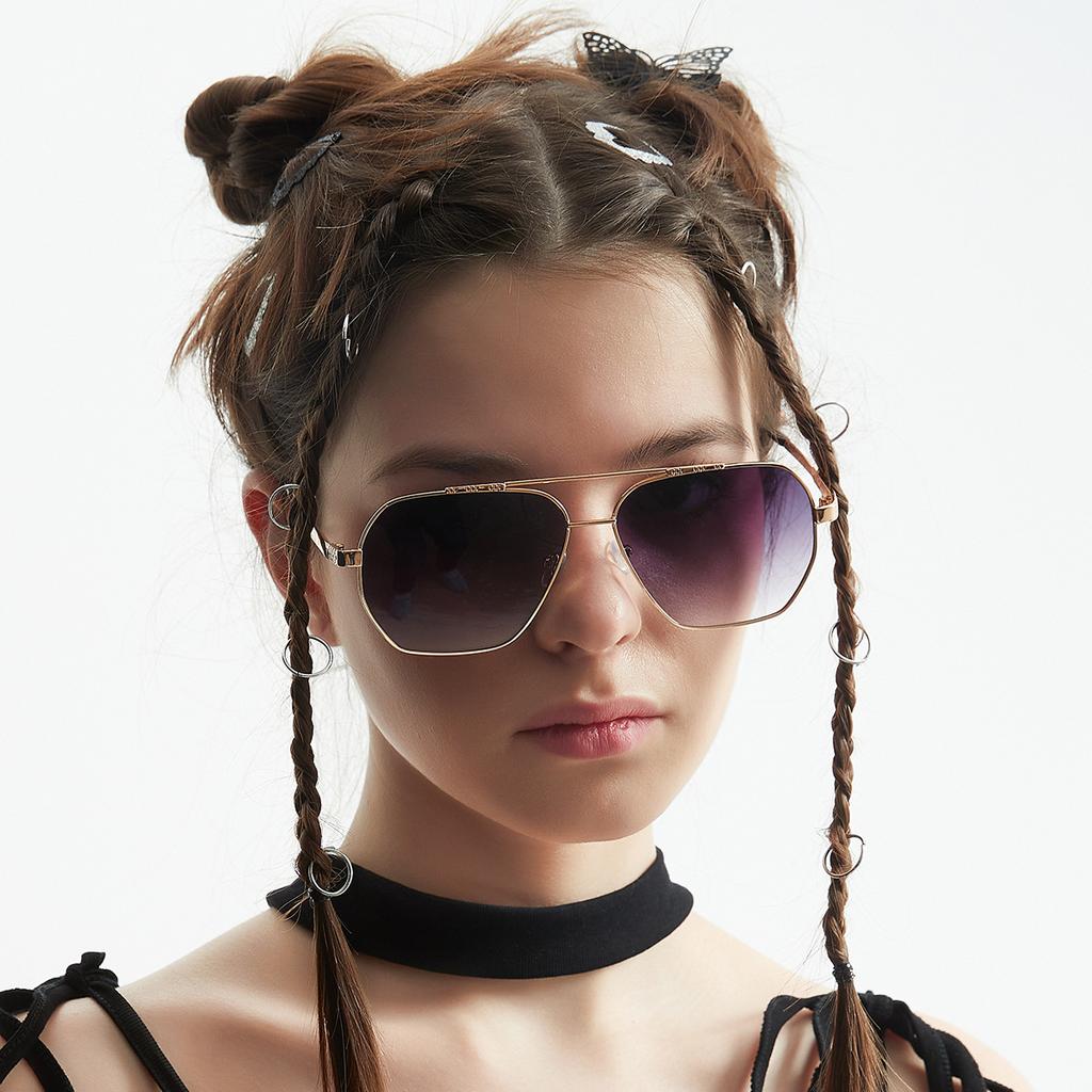 Large Frame Metal Glasses Pilot Sunglasses Men'S Retro Big Face Retro Sunglasses Women