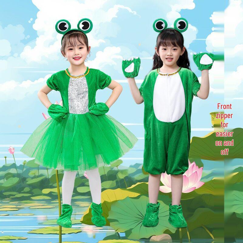Costume da Ballo Rana Verde per Bambini - Vestito di Scena per Girini che Cercano la Mamma