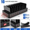 10-Port Universal USB Charging Station with Type-C for Tablets & Phones
