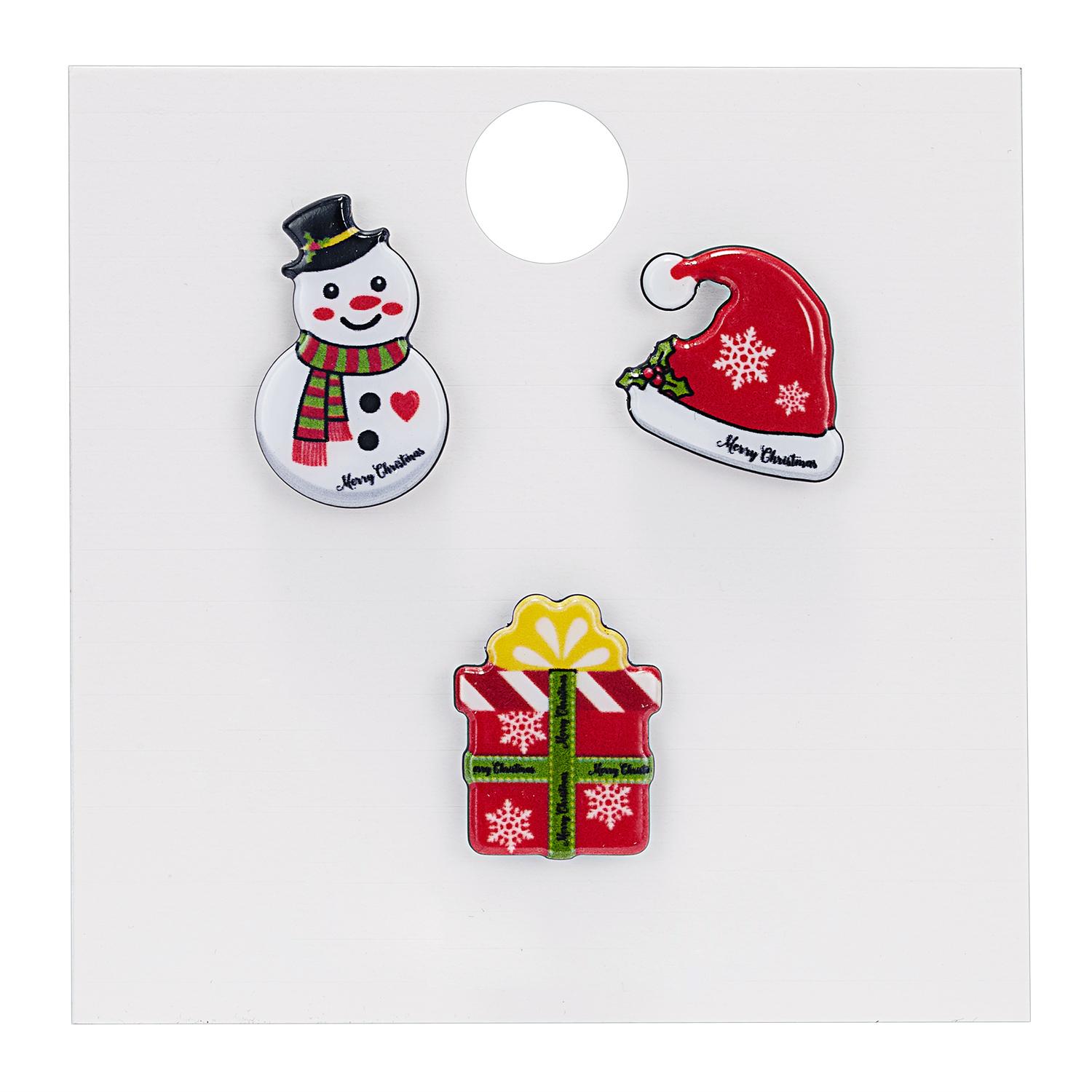 

Classic Cute Cartoon Christmas Series Brooches Set for Women 3pcs Snowman Santa Claus Elk Acrylic Pin Party Jewelry Accessories
