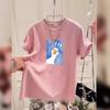 Cartoon Printed Short-sleeved T-shirt for Women In Summer New Fashionable Age-reducing Large-shoulder Pure Cotton Top