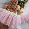 7cm Widened Pink Bead Ribbon Border Pleated Lace DIY Children's Clothing Collar Cuff Skirt Trim Sewing Decoration Accessories