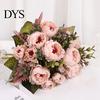 Fake Flowers Simulation Flower High Ornamental Realistic Bouquet 9 Artificial Heads Peony for Wedding