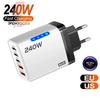 1Pcs240w Gan Fast Charger 5 In 1 With Led Light 2usb+3type-C Multi Port Phone Charger For Iphone VIVO OPPO Samsung Huawei Xiaomi