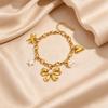 Women's European Retro Multi-Element Titanium Steel Bracelet with 18K Gold Plating and Pearl Accents