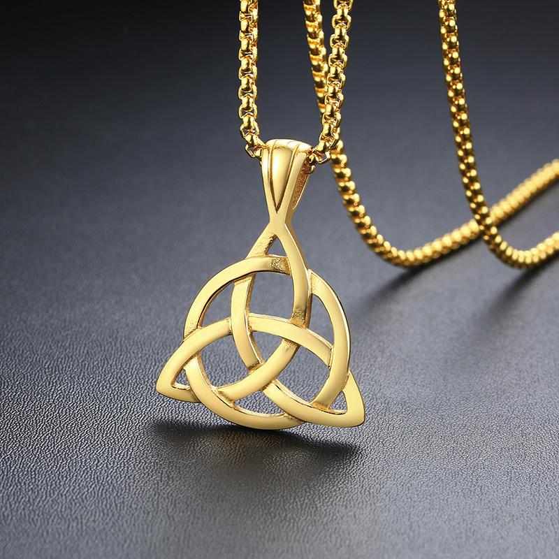 Vnox Viking Celtic Knot Necklaces for Men Stainless Steel Triple Knot Pendants Casual Male Jewelry with 24" Box Chain