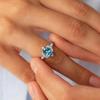 Huitan Noble Fancy Women Ring Gold Color/CopperColor Wedding Engagement Accessories Inlaid Shining Blue CZ Trendy Jewelry Gift