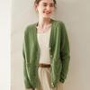 Women's Cashmere V-neck Cardigan: Autumn/Winter, Slimming, Knitted, Raglan Sleeve, Versatile Sweater.