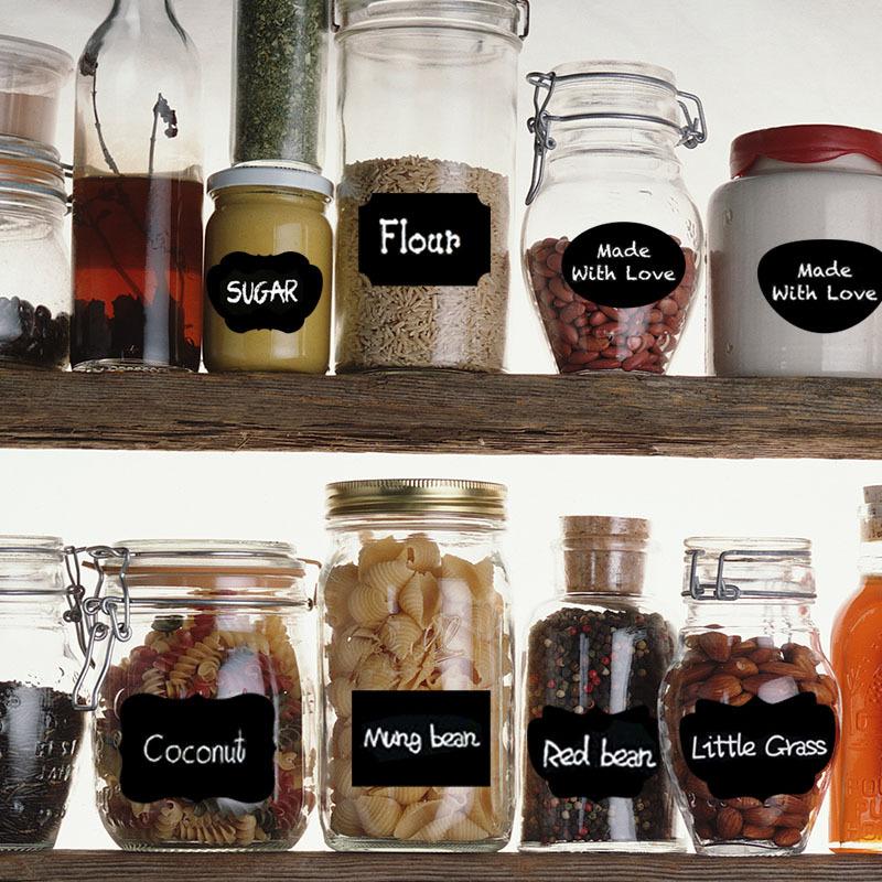 Waterproof Erasable Blackboard Sticker  Kitchen Spice Label Stickers Home Jars Bottles Tags Blackboard Labels With Marker Pen