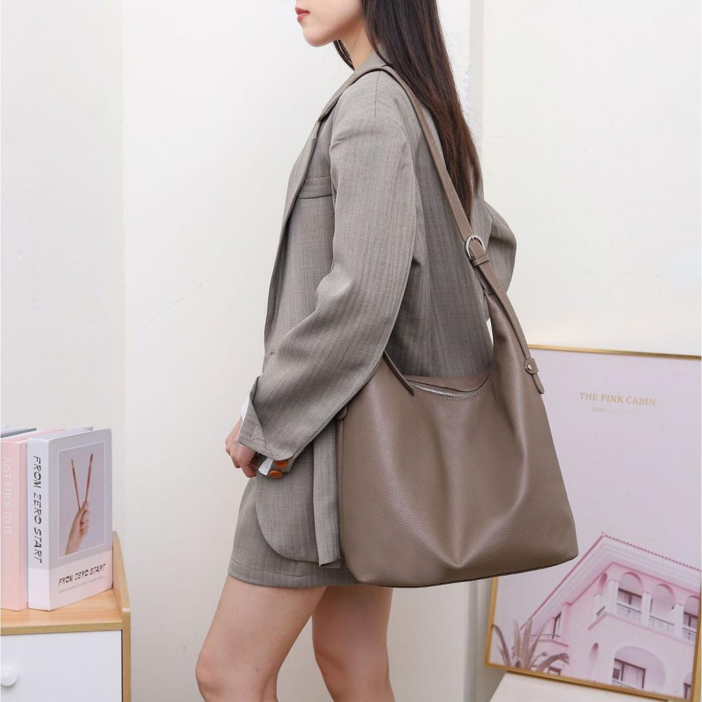 Cowhide Large Bag, Soft Leather Shopping Bag, Popular Fashion Shoulder Messenger, Practical Soft Leather Handbag