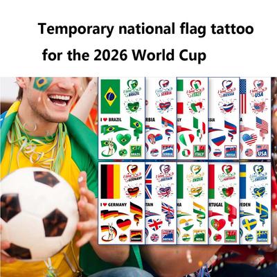 Set of 2 Temporary Tattoos National Flag Decals for Face and Arm, Body Decoration for Football Supporters for Sporting Events