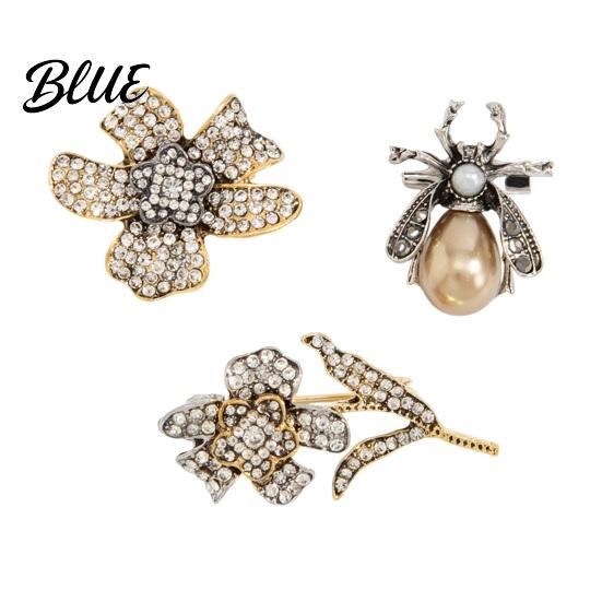 Flower Brooch 3Pcs/Set Women Brooch Bee Design Pin with Sparkling