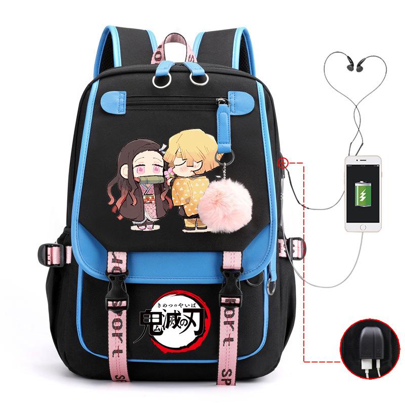 Ghost Annihilation Blade Grade 3-6 Junior High School Student High School Student School Bag Strap USB Multifunctional Backpack