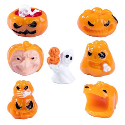 7 Stück Halloween Geisterhafte Kürbisfiguren Ökologisch Freundliches Harz Miniatur Dekorationen Kreatives DIY Tischplatten Display
