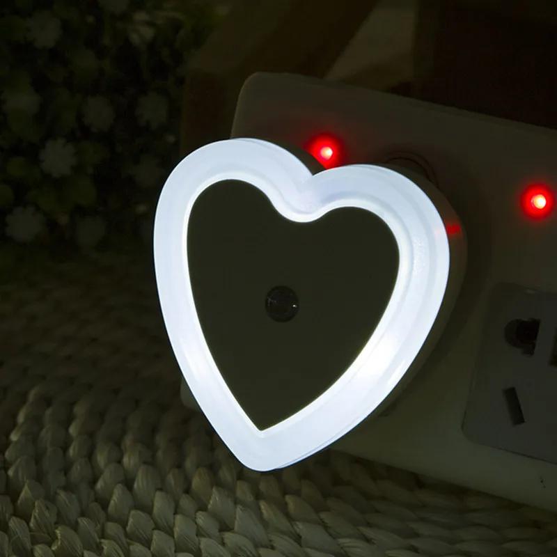 LED Night Lights Wireless Light Control Sensor Mini Heart-shaped EU US Plug Night Light Living Room Bedroom Bedside Lamp