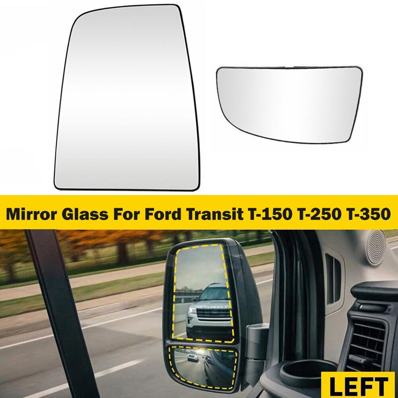 

2 шт./комплект левое и правое боковое стекло зеркала (Верхний+Нижний) Прозрачная линза с подогревом подходит для Ford Transit 150 250 350 2015-2022 Left (Upper+Lower)
