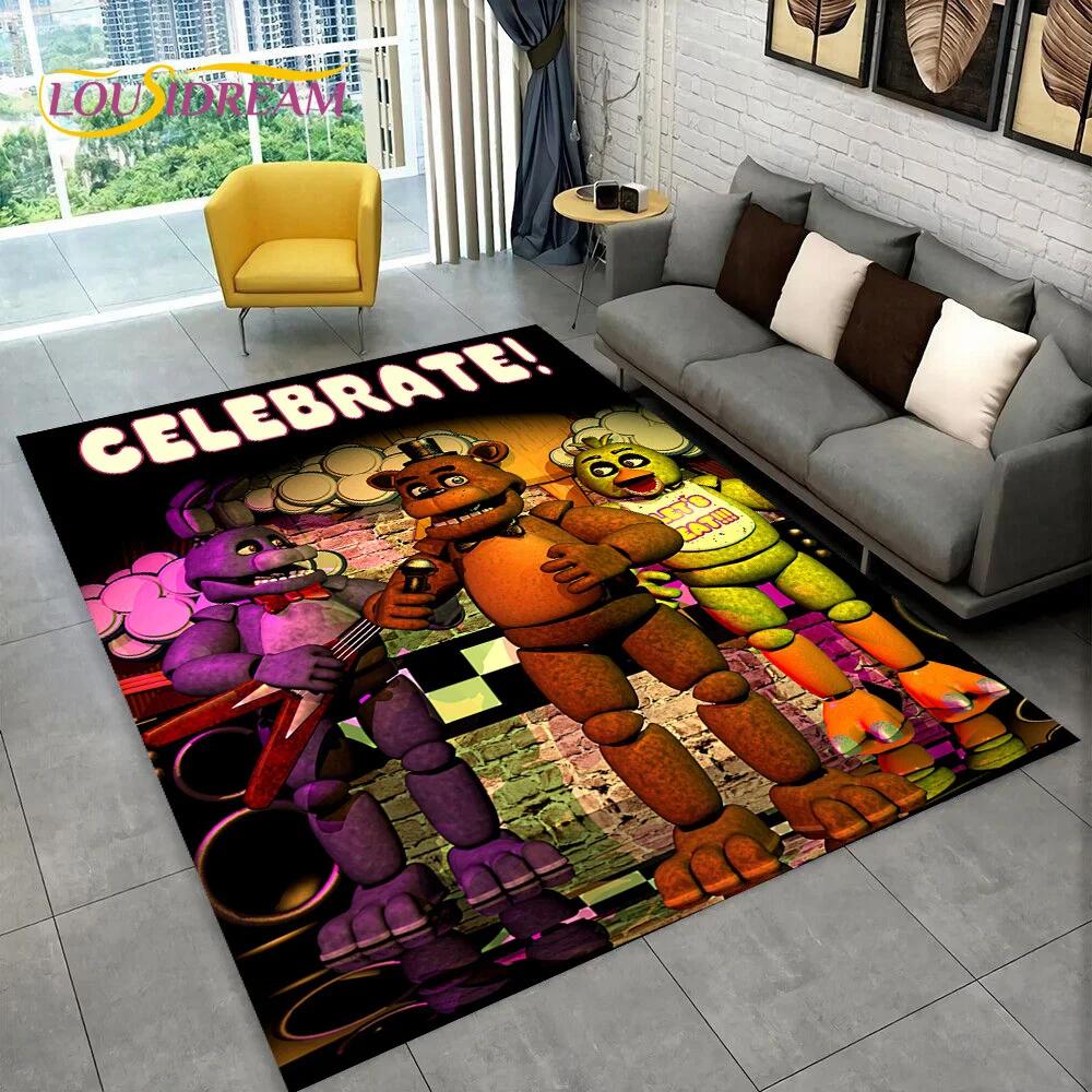 Horror Game FNAF Freddy Film Teppich Teppich für Zuhause Wohnzimmer Schlafzimmer Sofa Fußmatte Dekoration, Kinder Spielzimmer Teppich Rutschfeste Bodenmatte