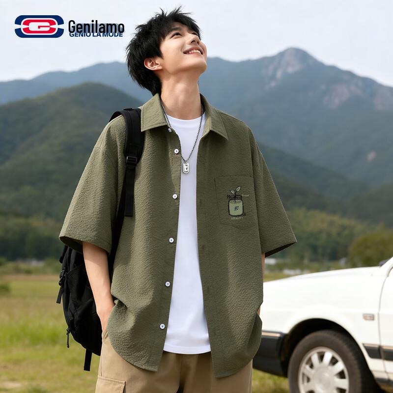 GENIOLAMODE Men s Waterproof Casual Short Sleeve Shirt M