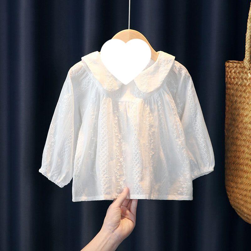 

2025 Новый Стиль Белая Весенняя Кружевная Блузка с Длинным Рукавом для Девочек Recommended height ~70cm белый