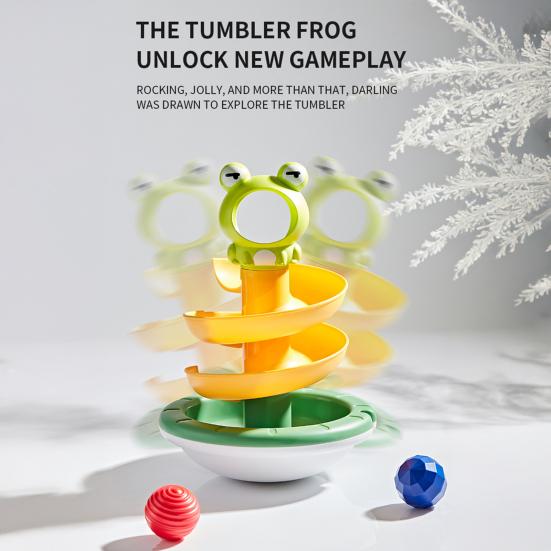 Marble Run Frog Track Toy Kids Cartoon Frog Rolling Ball Tumbler Hand-eye Coordination Toddlers Boys Girls Rolling Bead Frog Track Educational Toy