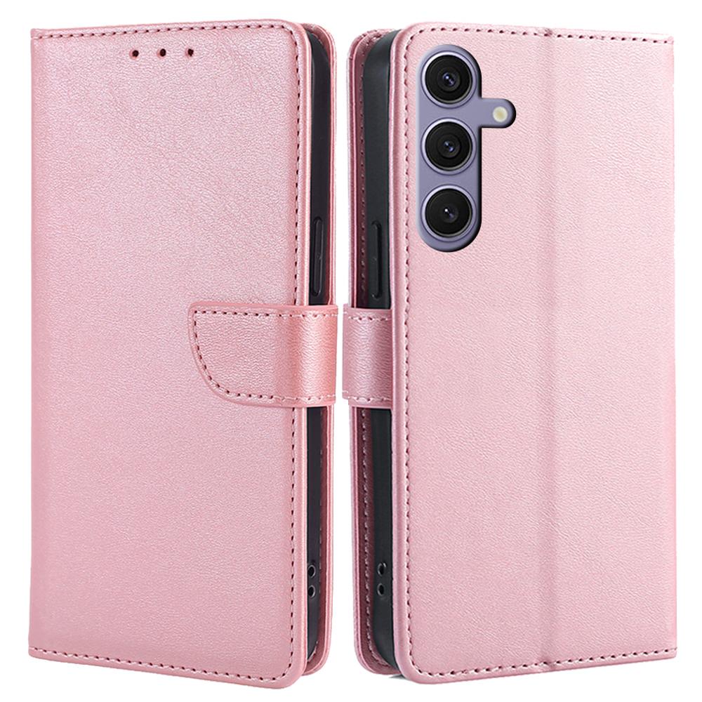 Für Samsung Galaxy S24 Hülle Brieftasche Kartenfächer Kalbsleder Textur Leder Handyhülle