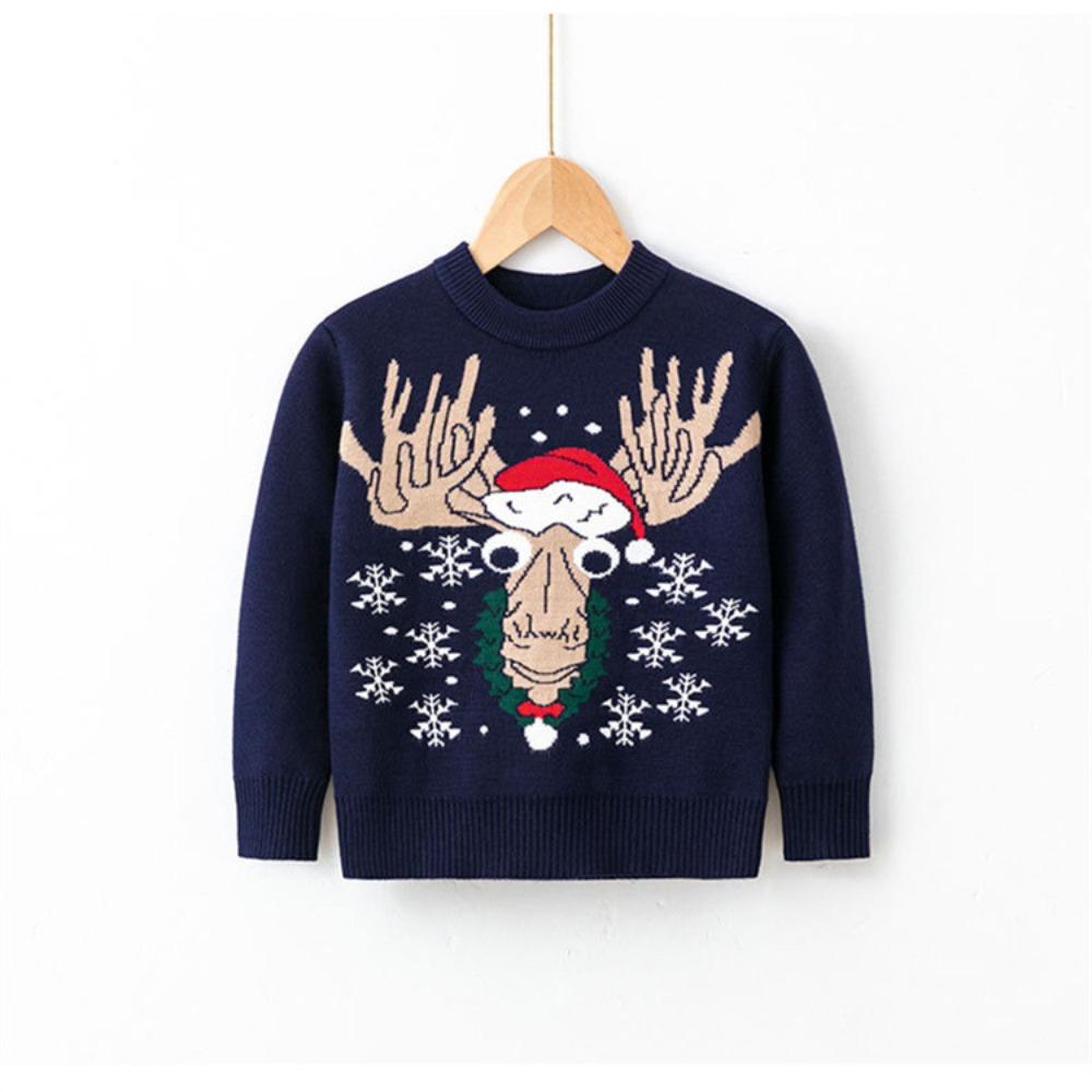 New Children's Christmas Sweater Collection: Girls' and Boys' Autumn/Winter Cartoon Pullover Knitwear
