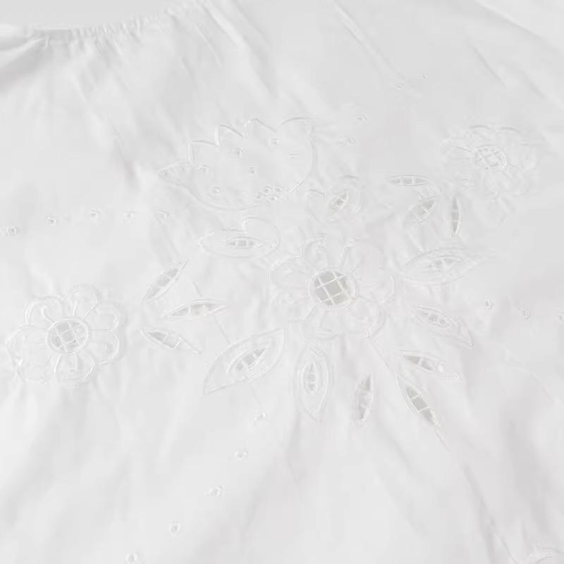 2025 Spring Women's Fashion Hollow-Out Embroidered Lace-Up Shirt Top