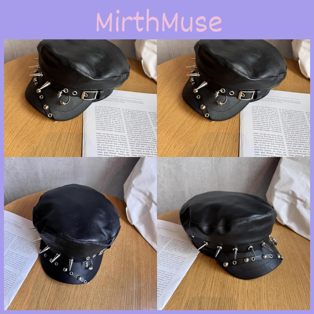 Rivet Color Solid Alternative Streetwear Flat Top Hat Waterproof Punk Goth Fans