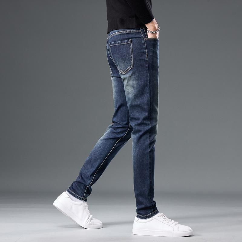 JYL Autumn vintage jeans men's narrow elastic fashion nostalgia.