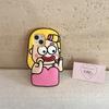 For iPhone 15 Silicone Case Cute Makeup Girl Design Shockproof Phone Back Cover