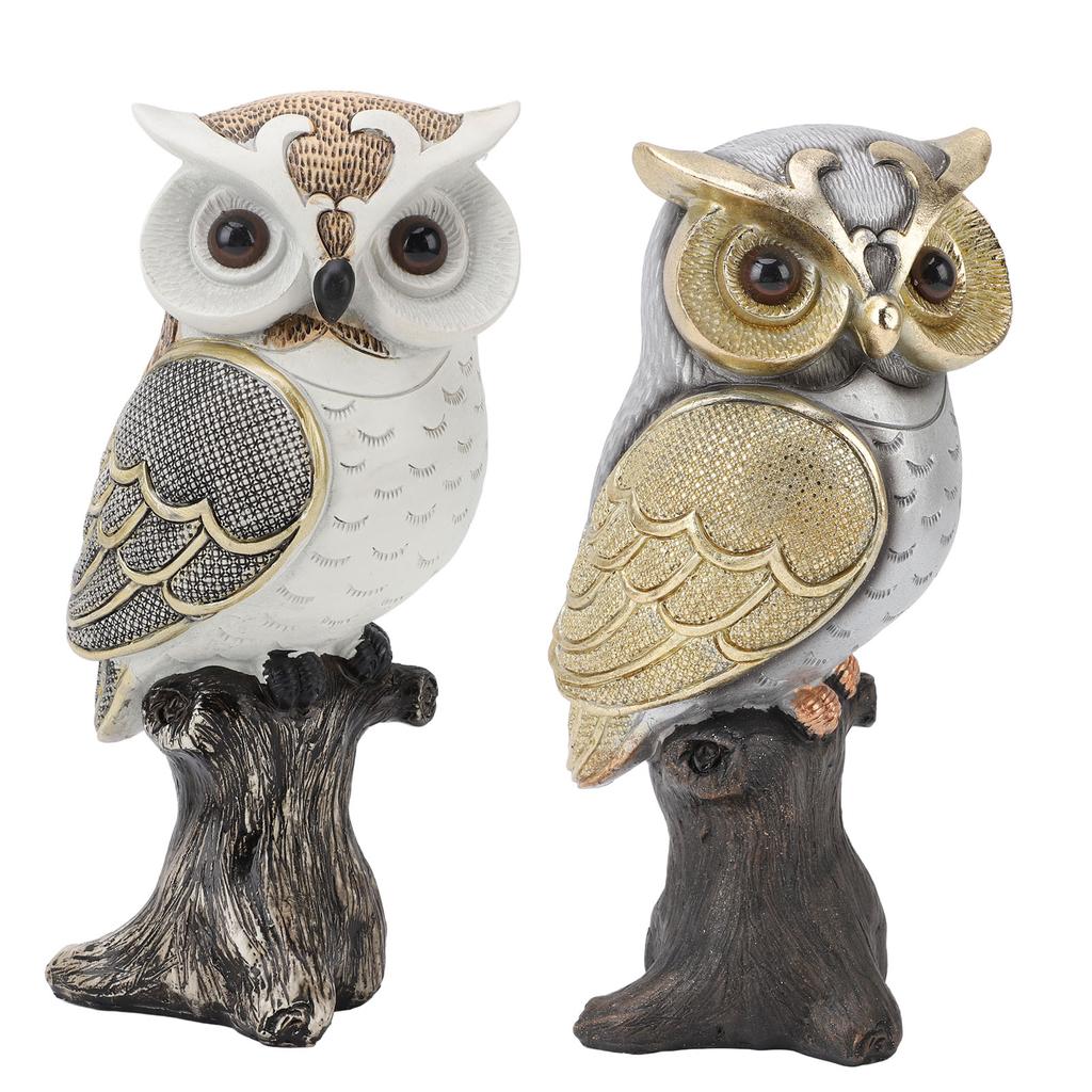 Eulenfigur, Statue, Kunstharz, Eulenskulptur, stehend auf Baumstumpf, für Zuhause, Veranda, Terrasse, Rasen, Hof, Dekoration 