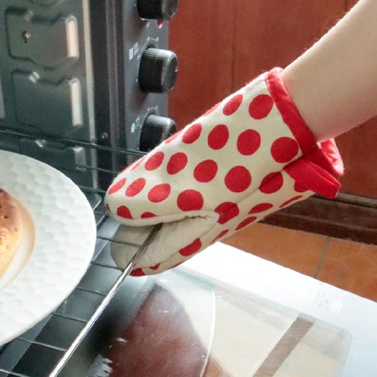 Schützende Küchenofenhandschuhe mit Punkte-Charm, Hitzebeständige und Rutschfeste Ofenhandschuhe zum Kochen und Backen