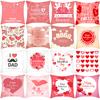 New Valentine's Day Pillow Cover, Short Plush Printed Sofa Cushion Cover, Home Car Cushion Cover