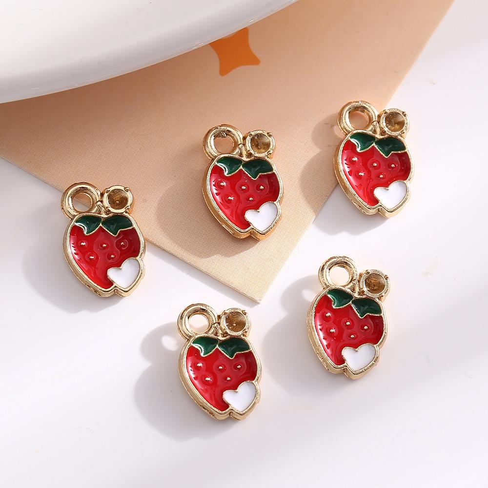 Mini Fruit Alloy Pendant Colored Drip Jewelry Accessories Diy Key Pendant Creative Cute Bracelet Necklace