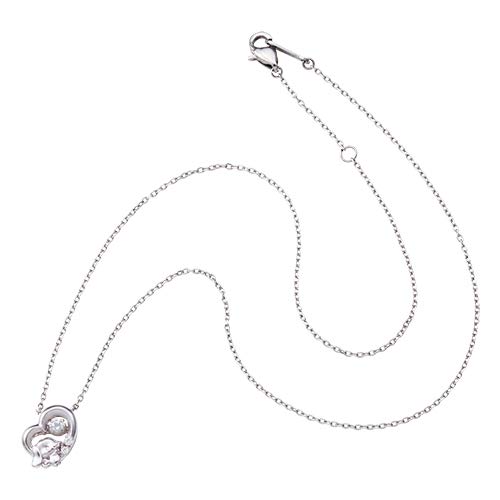 Dancing Stone Necklace Cinnamoroll Sanrio Open Heart Pendant Silver [White Clover] SACI-N052RD Women's