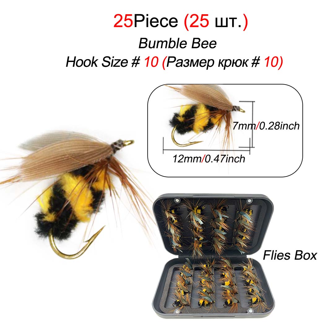

25 шт./кор. искусственная приманка для пчел, приманка для ловли форели, искусственные наживки для насекомых 25Pcs-Size 10