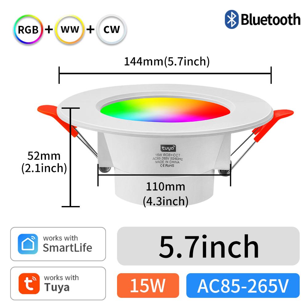 Bluetooth Smart Downlight LED Ceiling Lamp Recessed Round Light Dimmable RGB Lamp Smart Life APP Remote Control 110V 220V