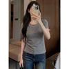 Women's Slim Fit Solid Color Bling Rhinestone Casual Short Top For Summer Daily