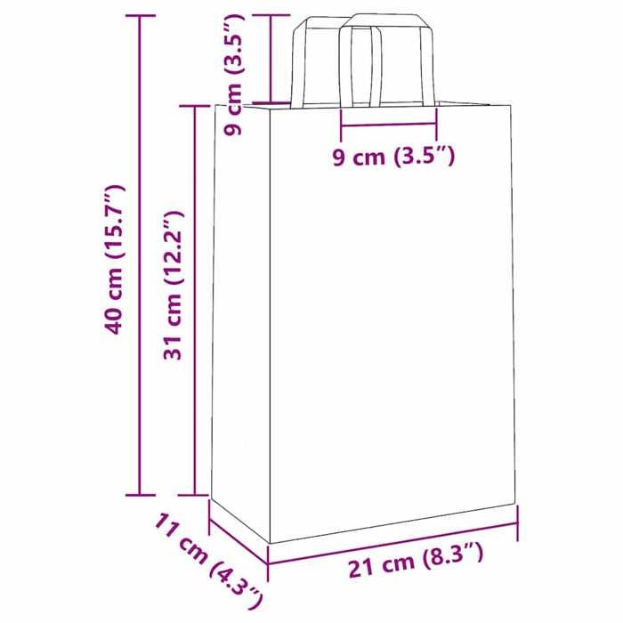 VidaXL Sacs en papier 250 pcs avec poignées blanc 21x11x31 cm, sac en papier, sac cadeau en papier, sac cadeau en papier, 4101840