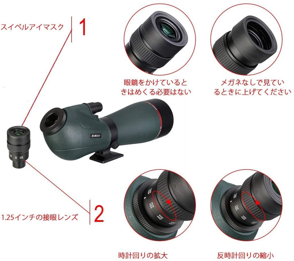 SVBONY SV406P 80mm Pozorovací dalekohled s ED Dvojrychlostní IPX7 pro Cílení a Pozorování Hvězd, 20-60x Sklo, Ostření, Vodotěsný, Pozorování Ptáků,