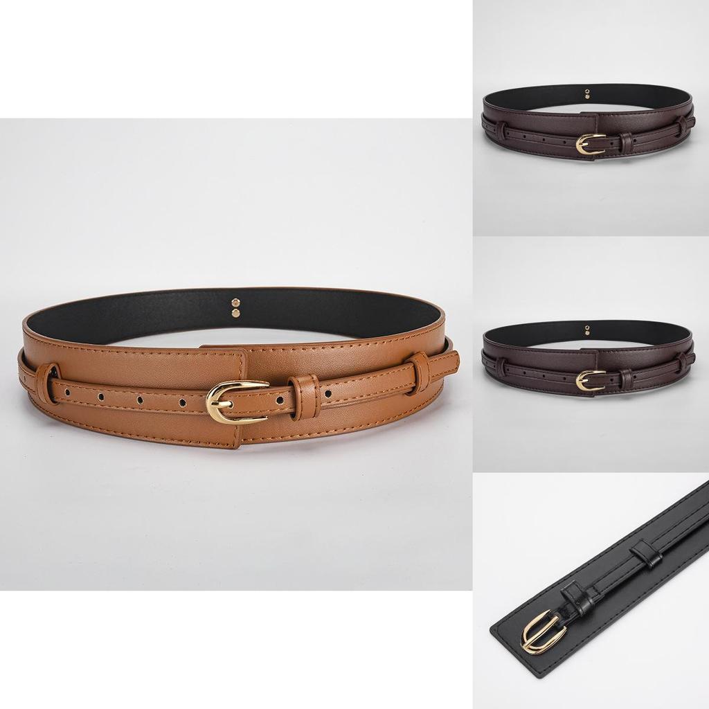 Womens Elegant Pu Leather Belt Alloy Pin Buckle Fashion Waist Strap Suitable For Work And Leisure