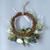 Artificial Rose Wreath 12.6in Front Door Floral Wreath with Leaves for Spring Wedding Wall Window Indoor Outdoor Home